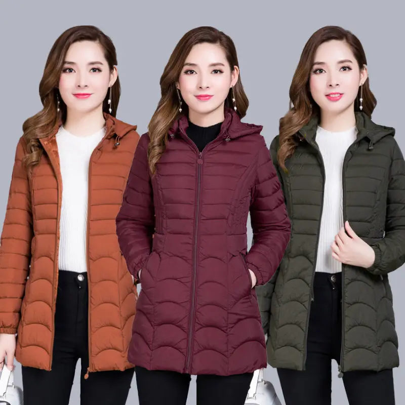 2024 새로운 Thicken Snow Parkas 패션 방풍 다운 코튼 후드 여성 자켓 겨울 루즈 롱 코트 Ladies Outwear