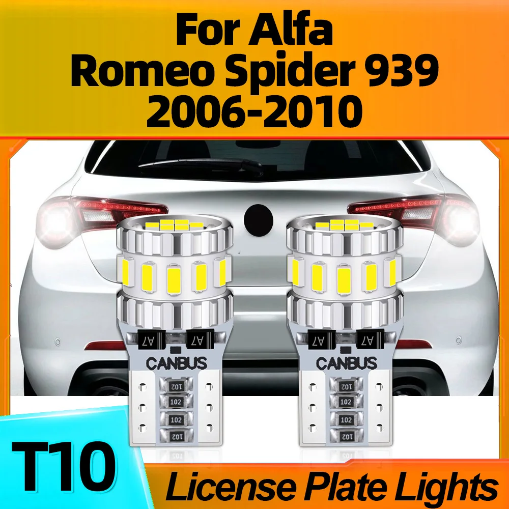 

2Pcs Car LED Bulb T10 W5W Super Bright White 6000K 12V License Plate Lights For Alfa Romeo Spider 939 2006 2007 2008 2009 2010