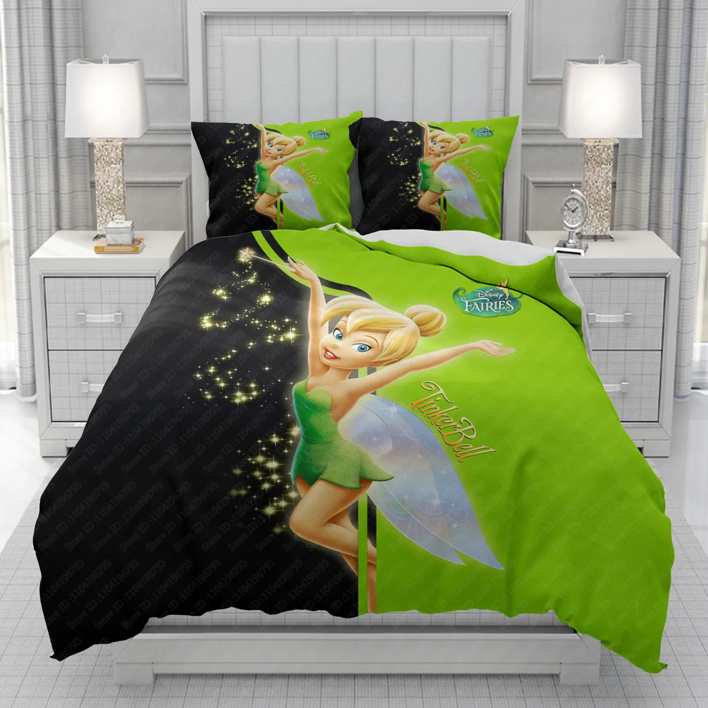 Tinkerbell-funda nórdica de princesa para hombre, mujer y niño, juego de cama con estampado de dibujos animados de Disney, edredón suave y cómodo