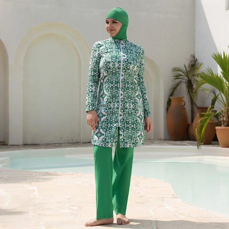 2026 3‑Piece Modest Muslim Swimsuit for Women Full‑Coverage Long Sleeve Burkini Hijab Bathing Suit Islamic Conservative Swimwear