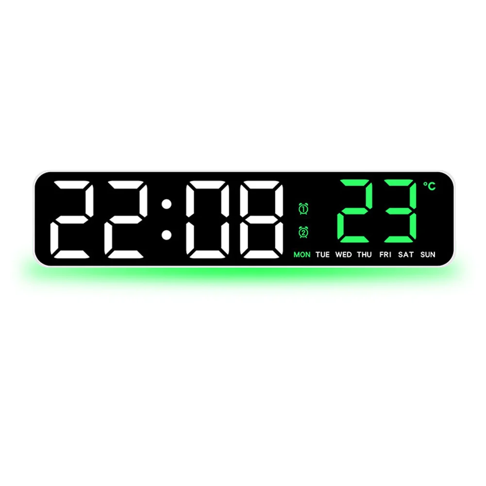 Digital LED Clock with Built in Temperature Sensor and Countdown Timer with Adjustable Brightness and Ambient Lighting Effect