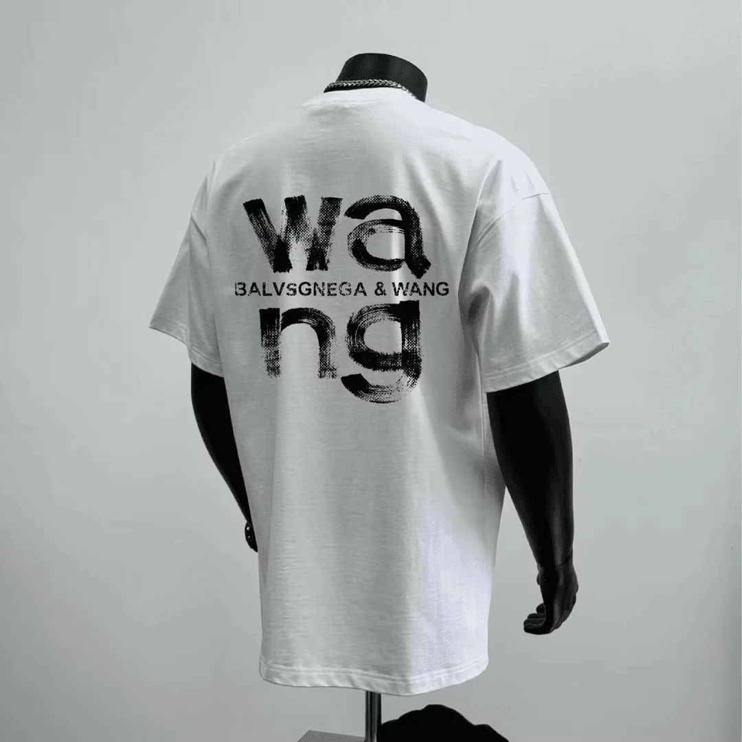 

Motorcycle 2025 Trend Letter Printed Cotton Summer Men's Hong Kong Style High Quality Street Locomotive Short Sleeve T-Shirt