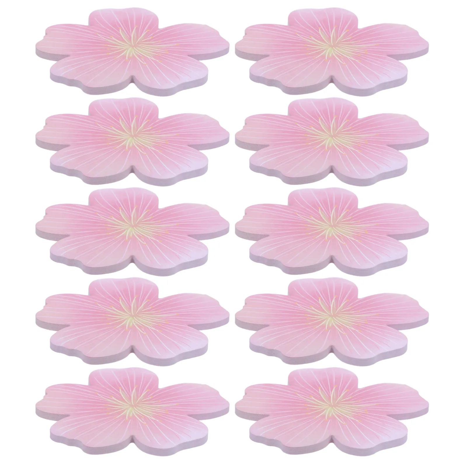 10Pcs Realistic Cherry Blossom Sticky Memo Pads Floral Self Stick Notes Pink 3.15 Inch Cute Office Supplies School Desk Sticky