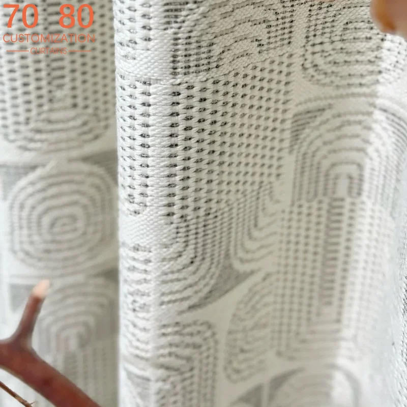 New Retro Off White High-grade Jacquard Blackout Sound Insulation Curtains for Living Room Bedroom French Window Customized