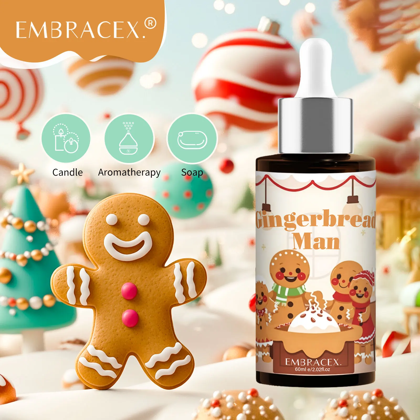 

60ml Gingerbread Man Perfume Gingerbread Man Essential Oils Christmas Parfum air freshener smell Holiday gifts