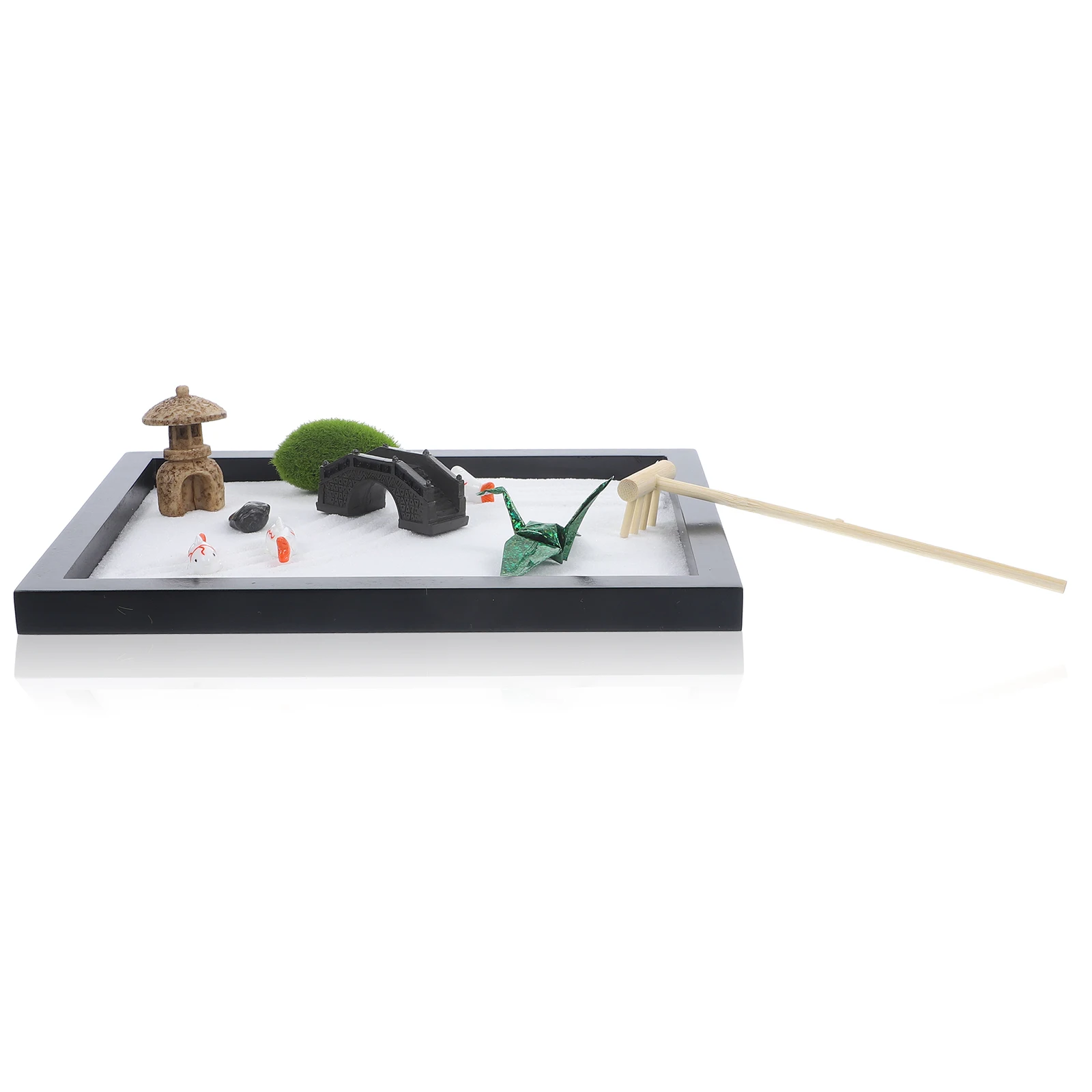 

1 set Mini Zen Garden Kit Decorative Sandbox Ornaments Calming Desk Art Sand Table Figure Model Office Toy Beach Play Tool