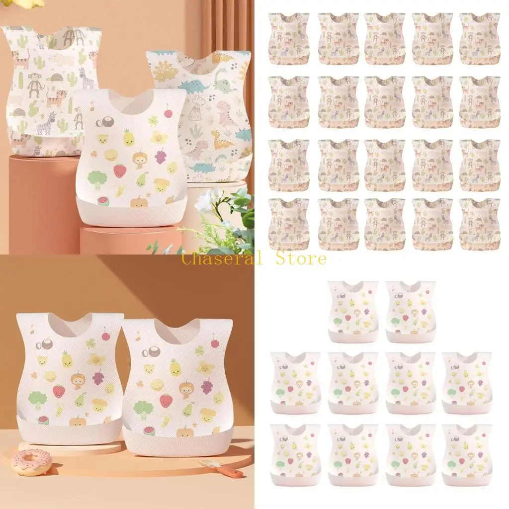 

E7CE 1 SET одноразовые нагрудники для детей в возрасте 3 месяцев над симпатичным мультипликационным припечатками для кормления