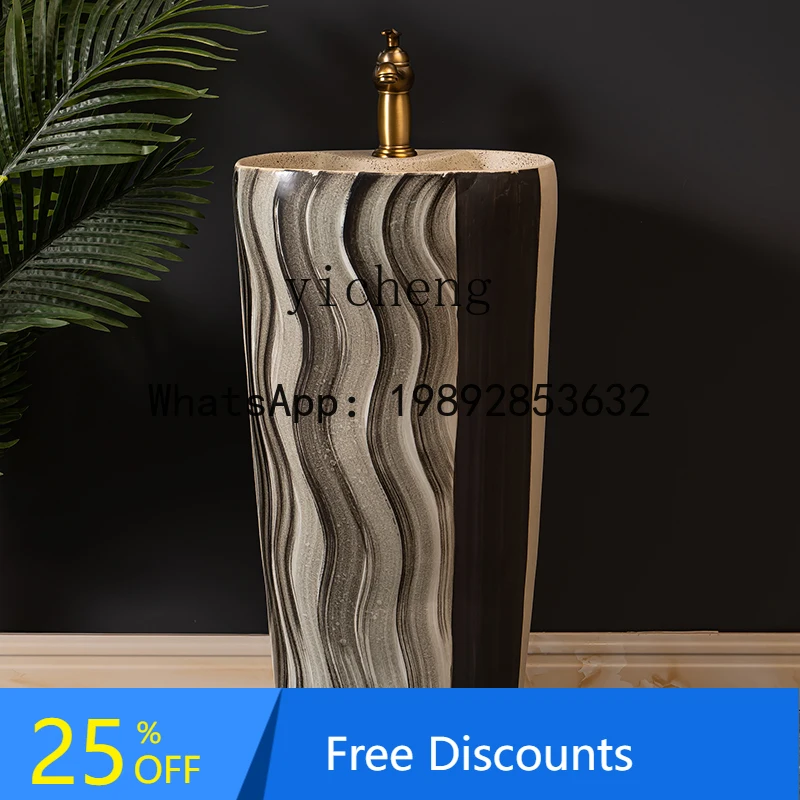 

B1 household balcony column washbasin ceramic integrated column basin hotel wash basin