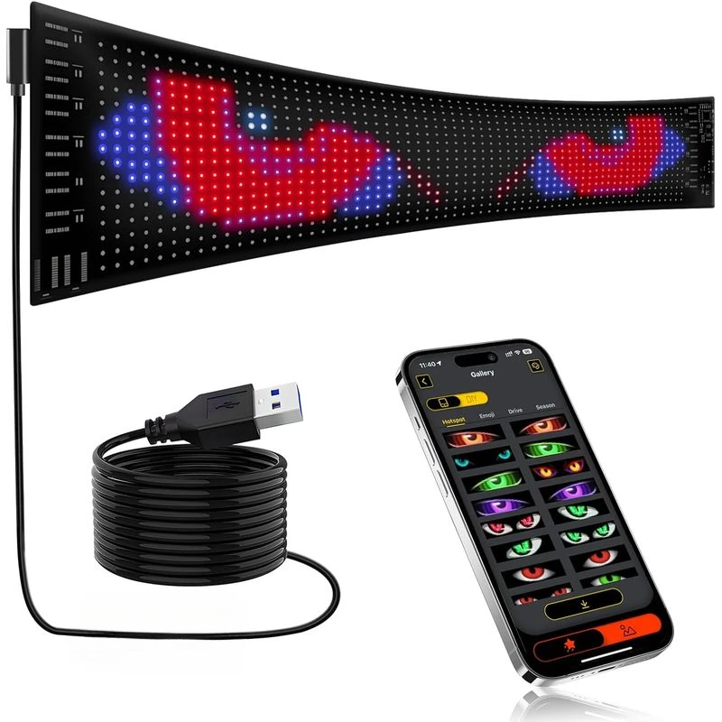 Devil Eye Window Decor Light DIY Customizable Car Light APP Controlled LED Display Screen for Car Truck Accessories