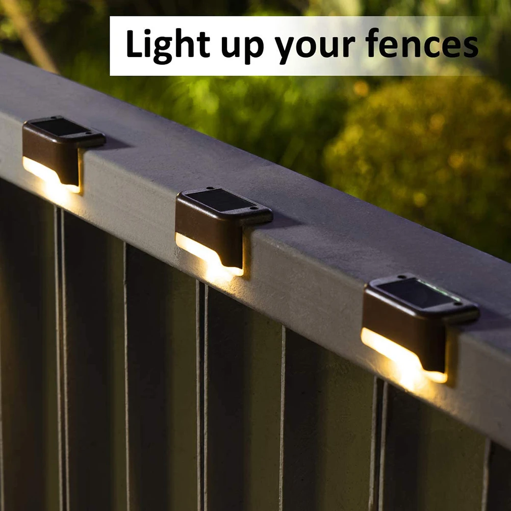 1/4/8/16pcs LED Solar Lamp Path Stair Outdoor Waterproof Wall Light Garden Landscape Step Deck Lights Balcony Fence Solar Lamps