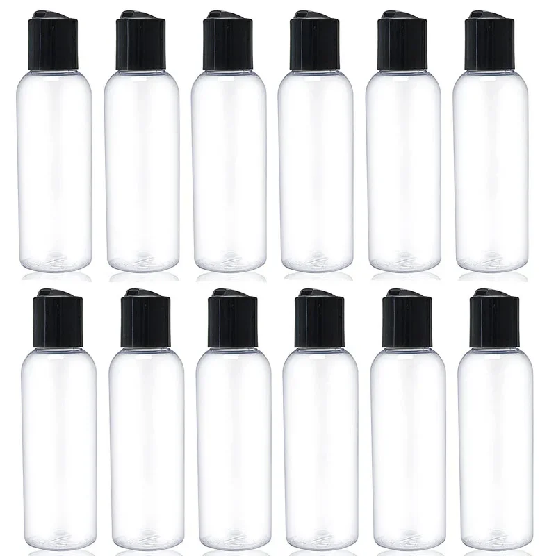 

50pcs 30ml-100ml Clear PET Plastic Bottles Disc Top Flip Caps Refillable Cosmetics Squeezable Containers For Creams Lotions