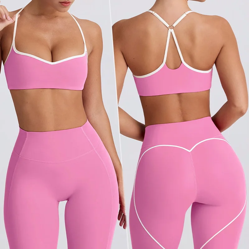 

Women's Yoga Suits High Waisted Hip Lifting Leggings Shorts Camisoles Beautiful Back Sports Bra Sets
