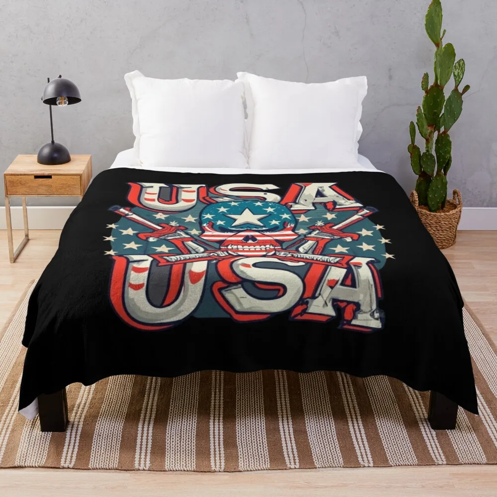 

Patriotic American Throw Blanket halloween Vintage Blankets