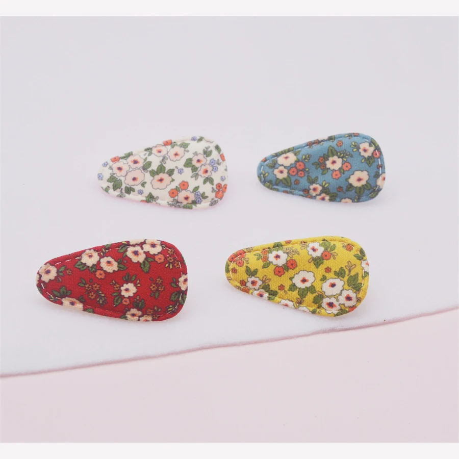 30Pcs/Lot Printed Fabric 4.5cm BB Hair Clip Cover Padded Appliques Without Clip For DIY Handmade Children Hair Clip Accessories