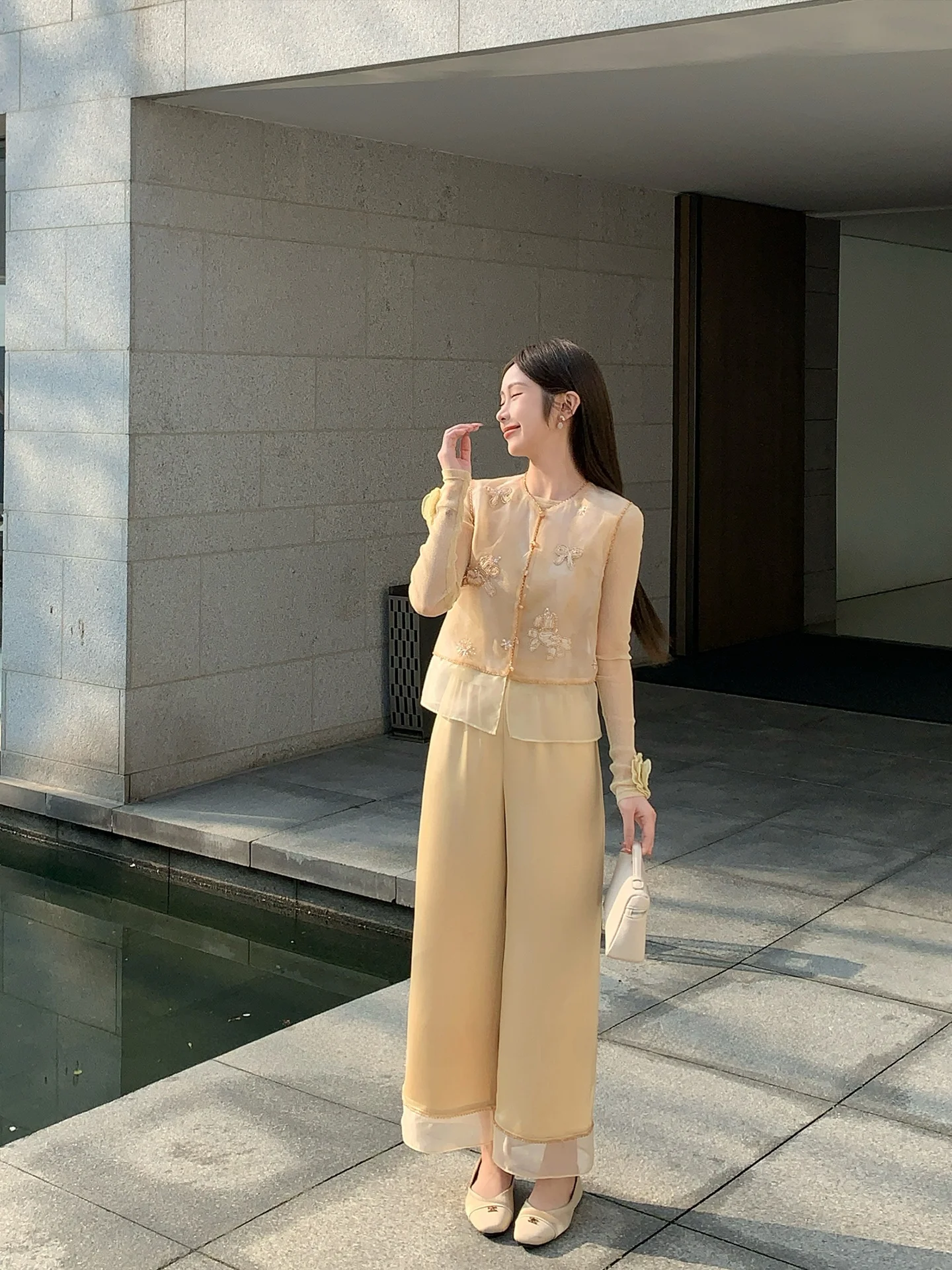 High Waist Satin Wrap around Skirt Yellow for Women Autumn Harvest Waist Inseam Skirt Elegant Ladylike Polyester Fiber