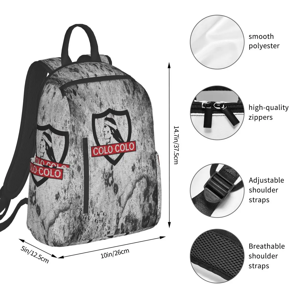 Golden Colo-Colo Campeon DE Chile Backpack Student BookBag Kids School Bag Computer Shoulder Bags Men Women