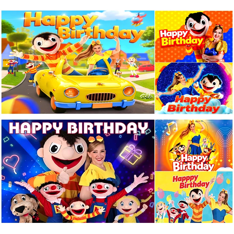 Fondo de Cumpleaños para Niños B-Bely y B-Beto, Decoraciones Temáticas de Marionetas Españolas para Fiestas de Cumpleaños, Banner para Fotos de Cumpleaños