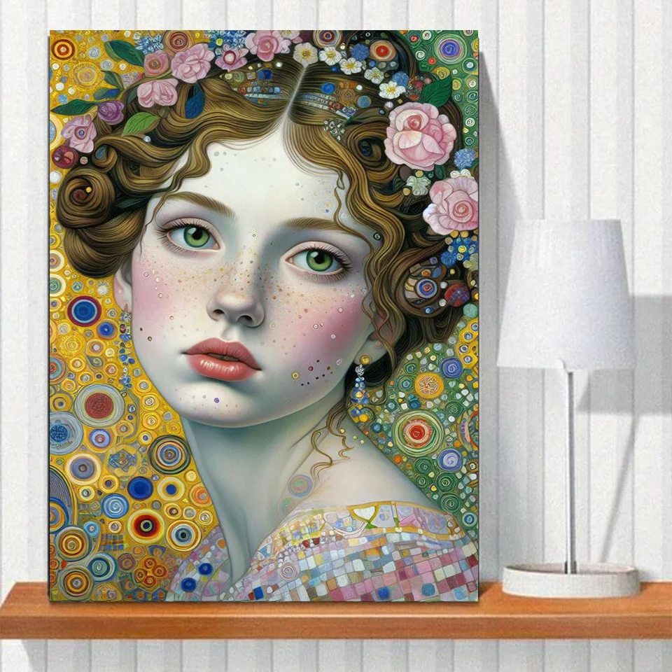 DIY Gustav Klimt Woman Diamond Painting Kits New 2025 Full Square Round Diamond Mosaic Embroidery Abstract Portrait Home Decor,