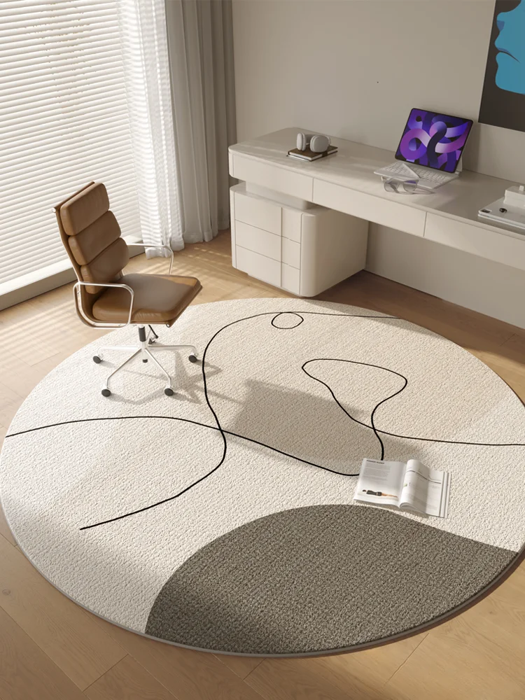 

European Abstract Striped Art Living Room Carpet Round Bedroom Carpets Stain Resistant Easy Care Study Rug Gaming Chair Rugs 양탄자