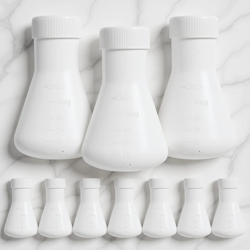 

10pcs 50Ml With Lid Plastic Conical Flask For Chemistry Transparent Erlenmeyer Lab Flask Science Experiment Pp Laboratory