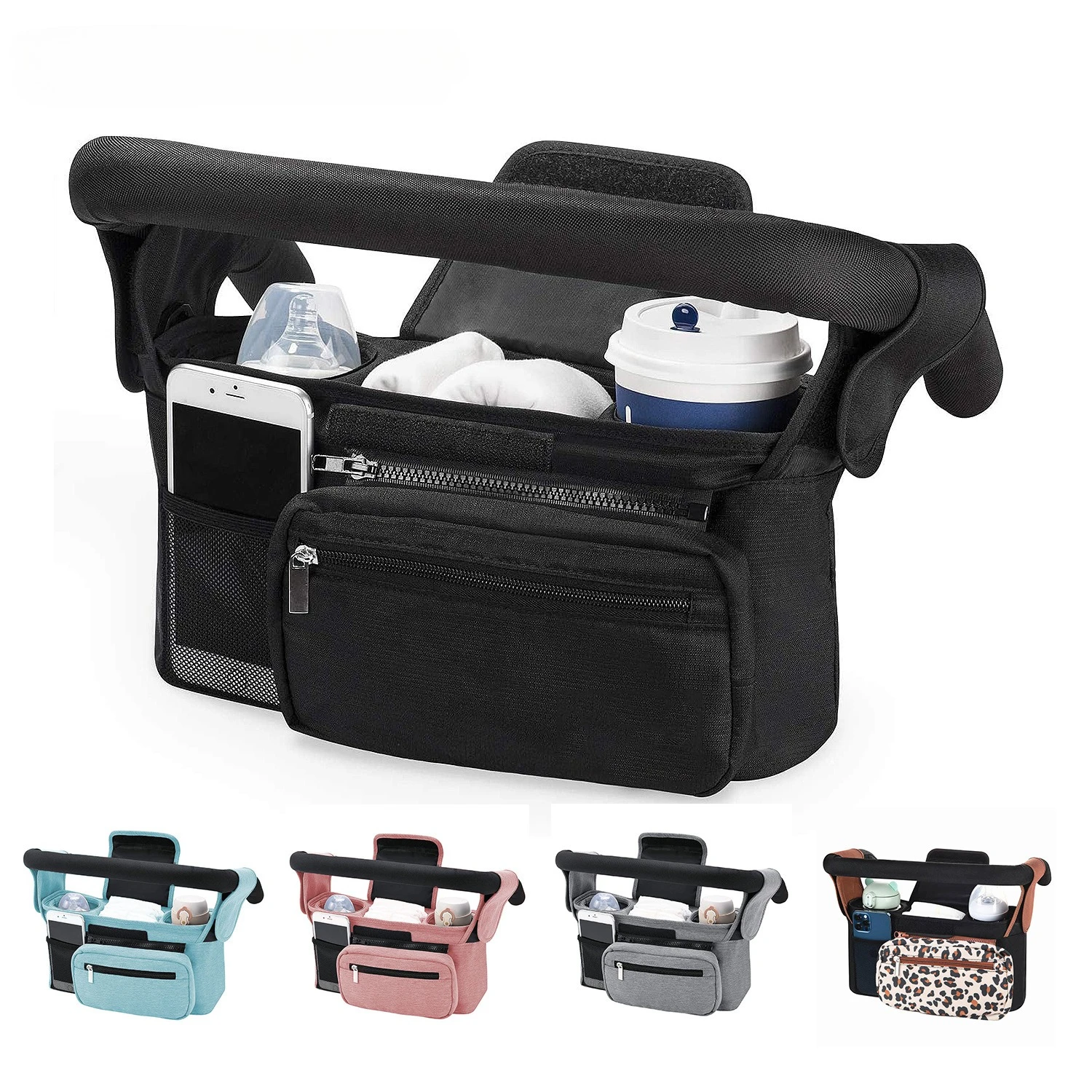 Stroller Trailer Baby Walker Stroller Storage Bag Multi-functional Diaper Storage Bag Large-capacity Bottle Bag.