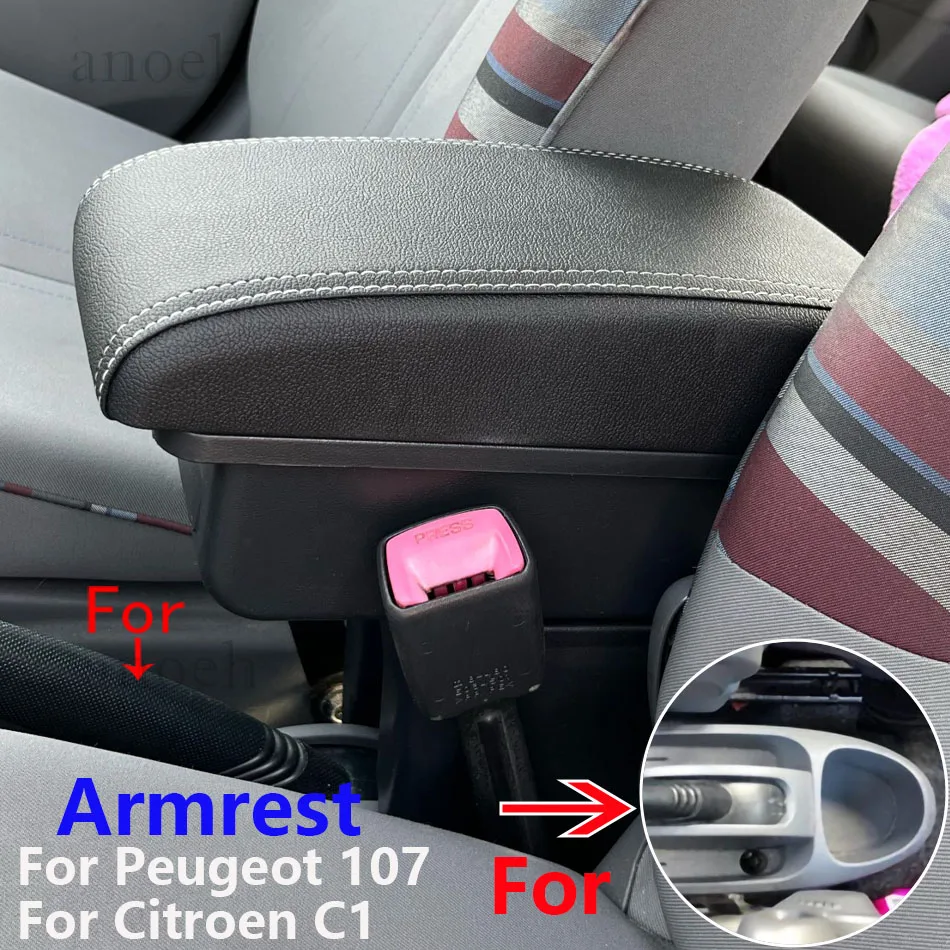 

For Citroen C1 Armrest Box For Peugeot 107 Toyota Aygo BJ Armrest Car Accessories Store box Interior detail Simple installation