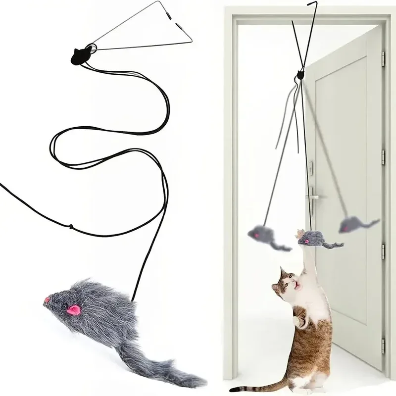 

Simulation Mouse cat toys Funny Self-hey Hanging Door Retractable Cats Stick Scratch Rope Mouse Cat Interactive Toy Cat Supplies