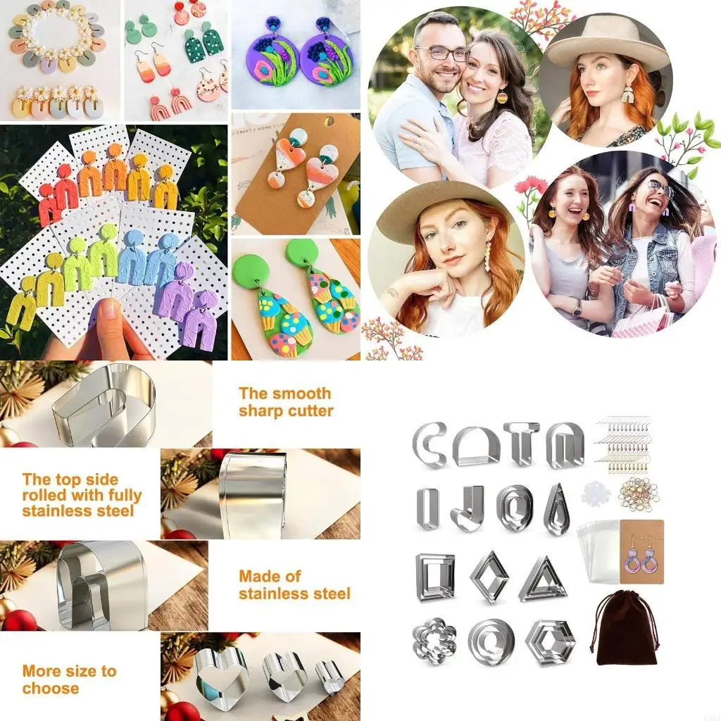 

Фрезы для сережек из нержавеющей стали, 150 шт., с карточками для сережек и набором крючков для изготовления полимерных изделий,