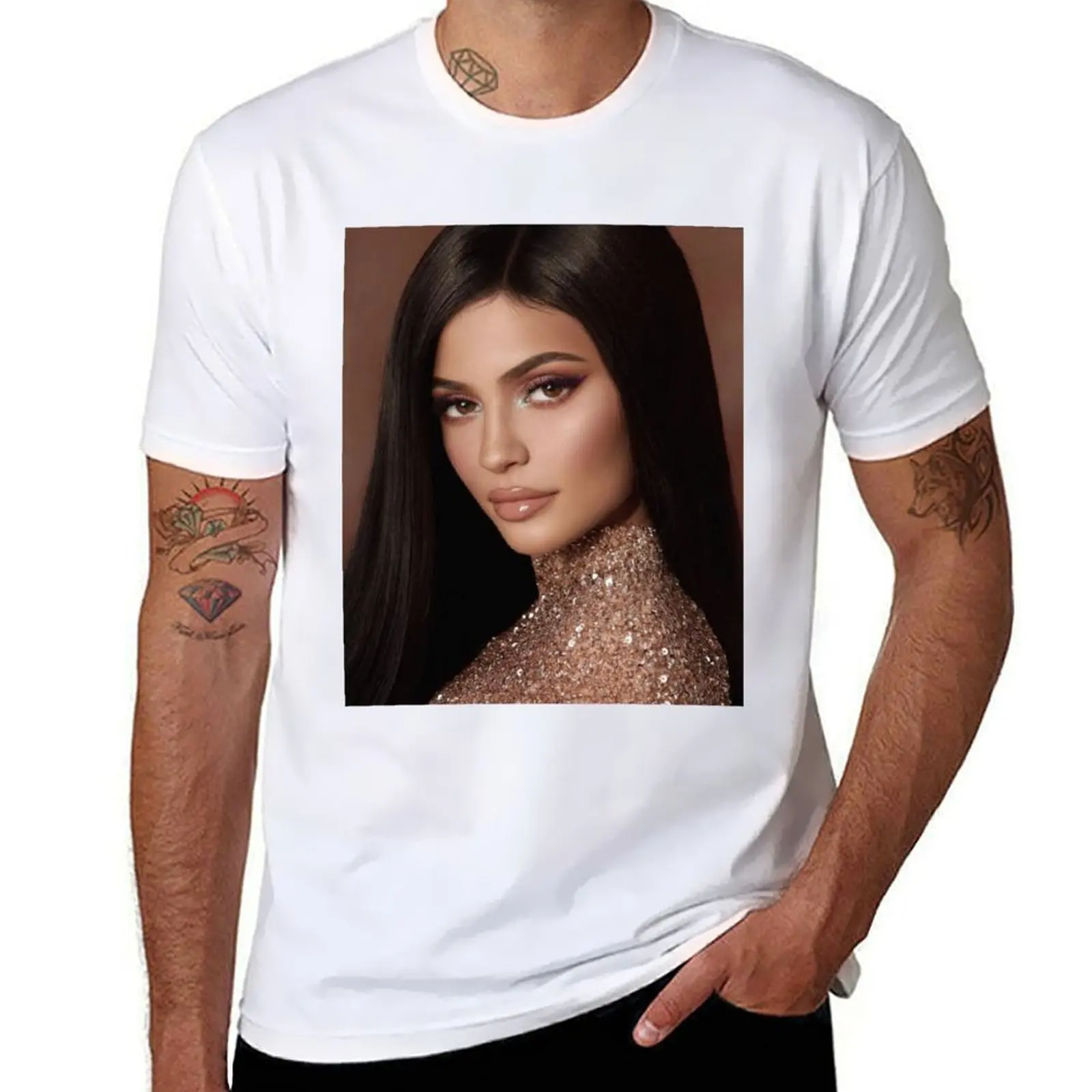 

Jenner Kylie T-Shirt Plus Size Basic Cotton T-Shirt