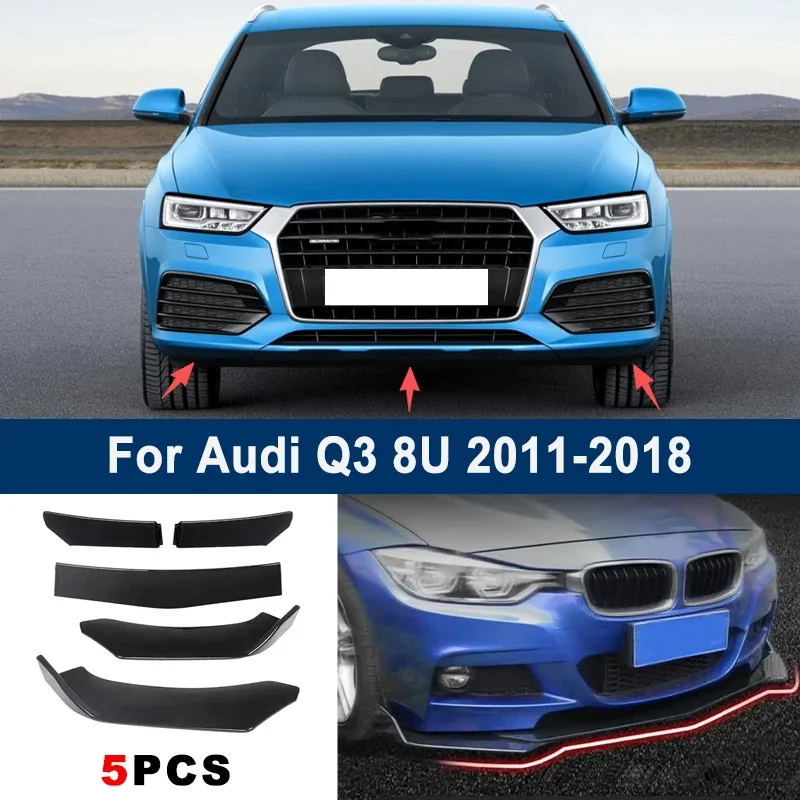 

Adjustable 5Pcs Sectional Front Spoiler Lip For Audi Q3 8U 2011-2018 Front Bumper Splitter Car Exterior Sport Body Kit