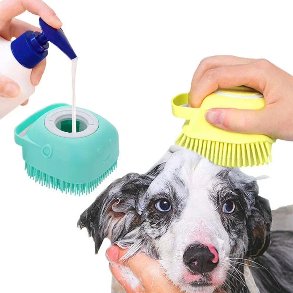 Cepillo de baño para mascotas, masajeador de silicona suave, Gel de ducha, cepillo de baño, herramientas de limpieza, peine, suministros de limpieza para perros grandes y gatos