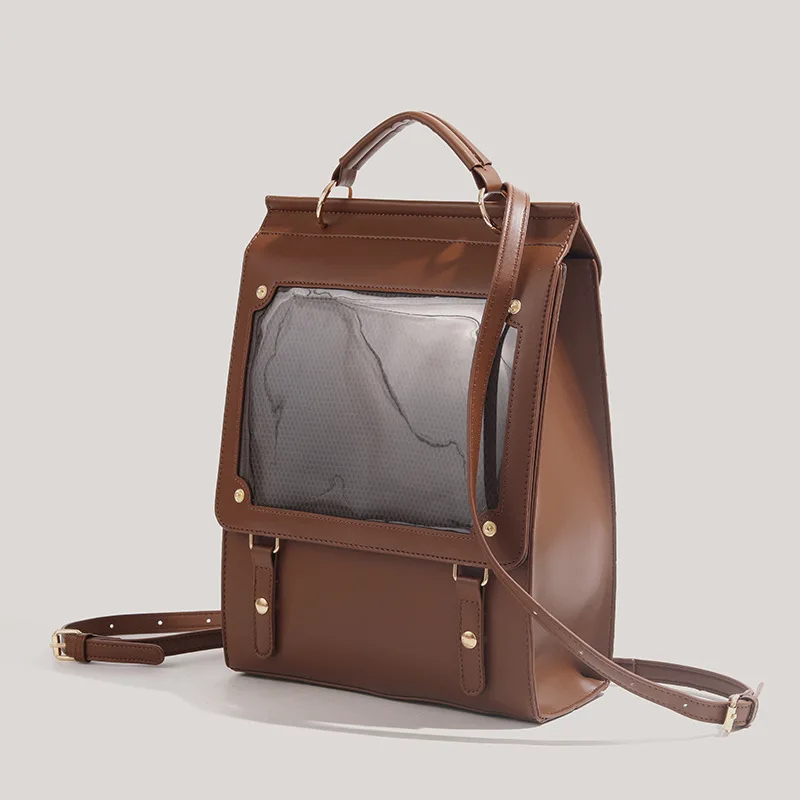 PU Leather Retro Casual Commuting Simple And Niche Original Design High-End Handbag Backpack Bar Bag For Women