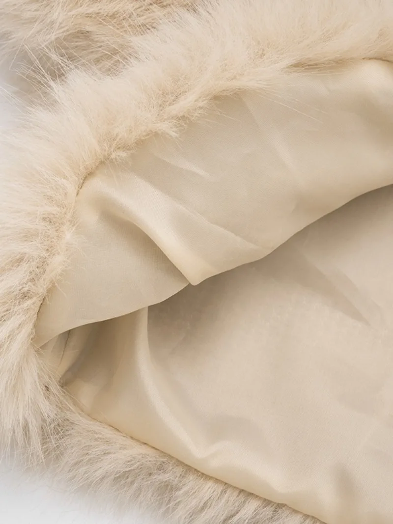 FDYOUI 여성 2025 가을 겨울 인조 모피 케이프 패션 섹시 밴디지 솔리드 판초 아우터웨어 여성 크롭 탑 코트 클럽웨어