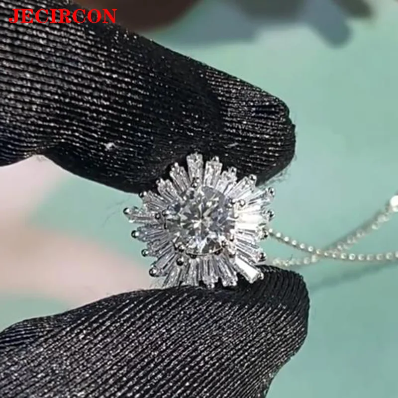 

JECIRCON S925 стерлингового серебра 1 карат муассанит ожерелье для женщин 5-конечная подвеска со звездочкой блестящая цепочка на ключицы модные украшения