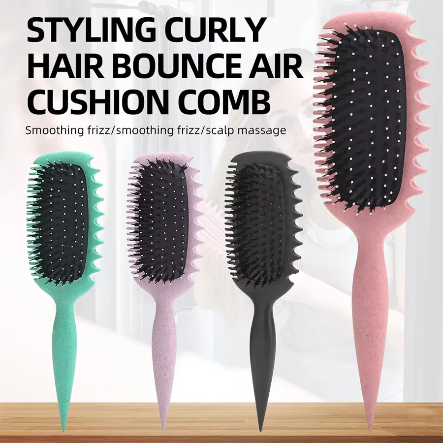 Escova definidora de cachos, escova de cabelo definida para pentear e modelar cachos femininos para reduzir a puxar