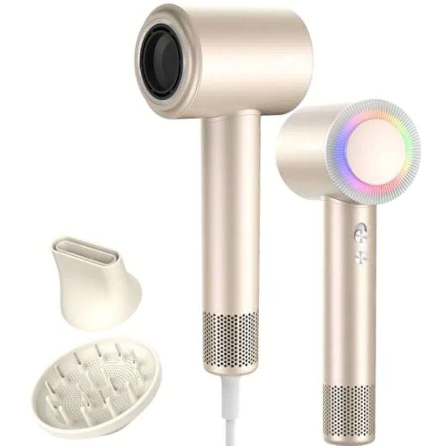 

Hair Dryer for All Hair Types, Ionic Plastic Iridescent, 160000 RPM High Speed Low Noise with 2 Billion Negative Ions and Magne