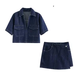 TRAF-conjuntos cortos de 2 piezas para mujer, trajes de vacaciones, chándal Vintage Y2k, primavera y verano, 2024