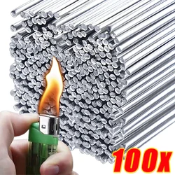 100/10Pcs Low Temperature Easy Melt Aluminum Universal Silver Welding Rod Cored Wire Rod Solder No Need Solder Powder Weld Bar