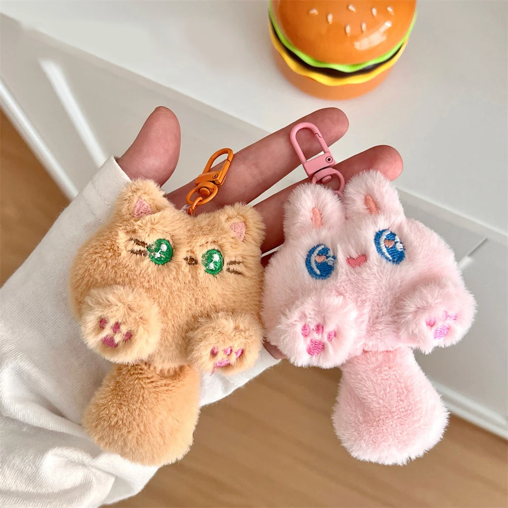 

Soft Teddy Bear Cat Keychain Plush Rabbit Pendant Keychain DIY Trinket Kids Stuffed Animal Toys Charm Bag Car Accessories