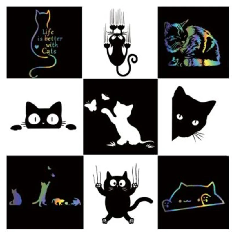 Car Stickers Cute Naughty Cat Wrap Vinyl Cars Window Body Decoration To Cover Scratches  Decal Waterproof Sun Protection