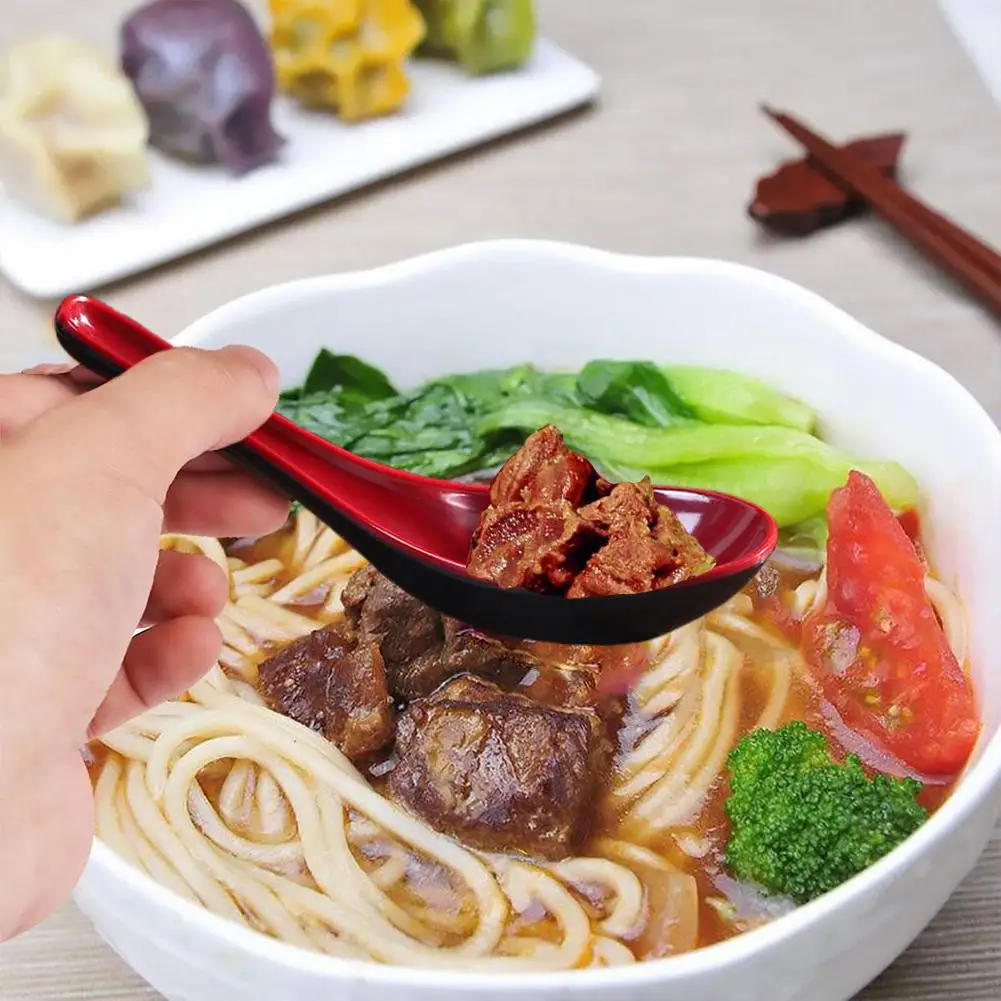 1/2/3pcs Red and Black Anti-Shock Spoons Japanese Rice Spoon Dumplings Porridge Soup Spoon Restaurant Bar Kitchen Cutlery