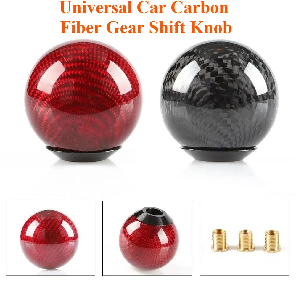 

Universal Carbon Fiber Gear Shift Knob Round Carbon Pattern Automatic Car Shifter Lever Stick Head Modification Accessories