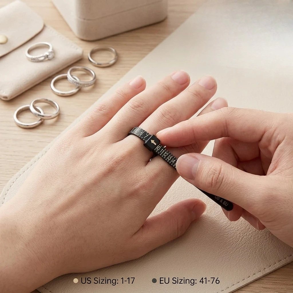 Ring Sizer Tool US EU Size Guide White Black Wedding Ring Finger Gauge for Jewelry Making Measurement