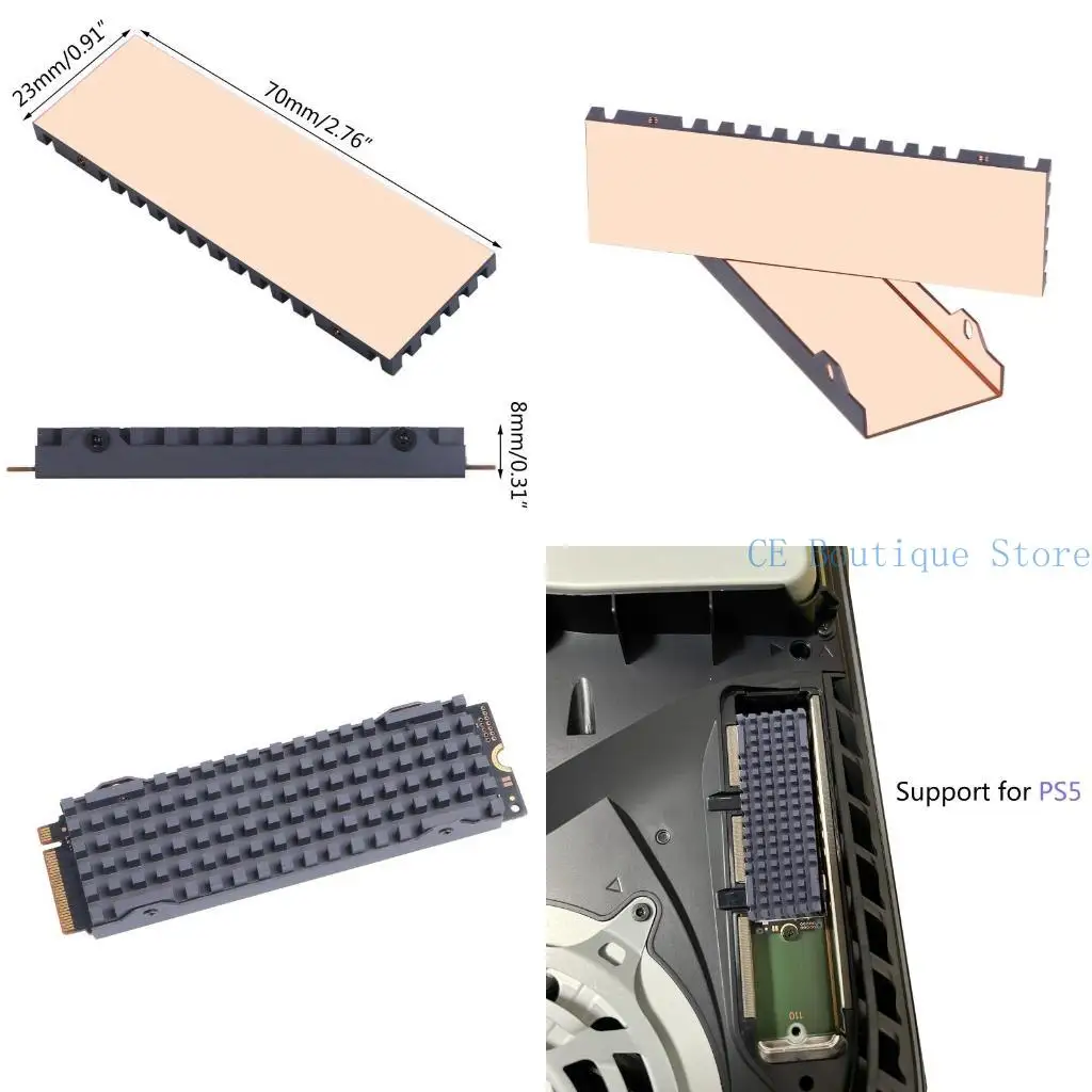 Copper Heatsink Cooler Heat Sink for M.2 NGFF 2280 PCI-E NVME SSD Cooling Thermal Pad Thickness 8.5mm