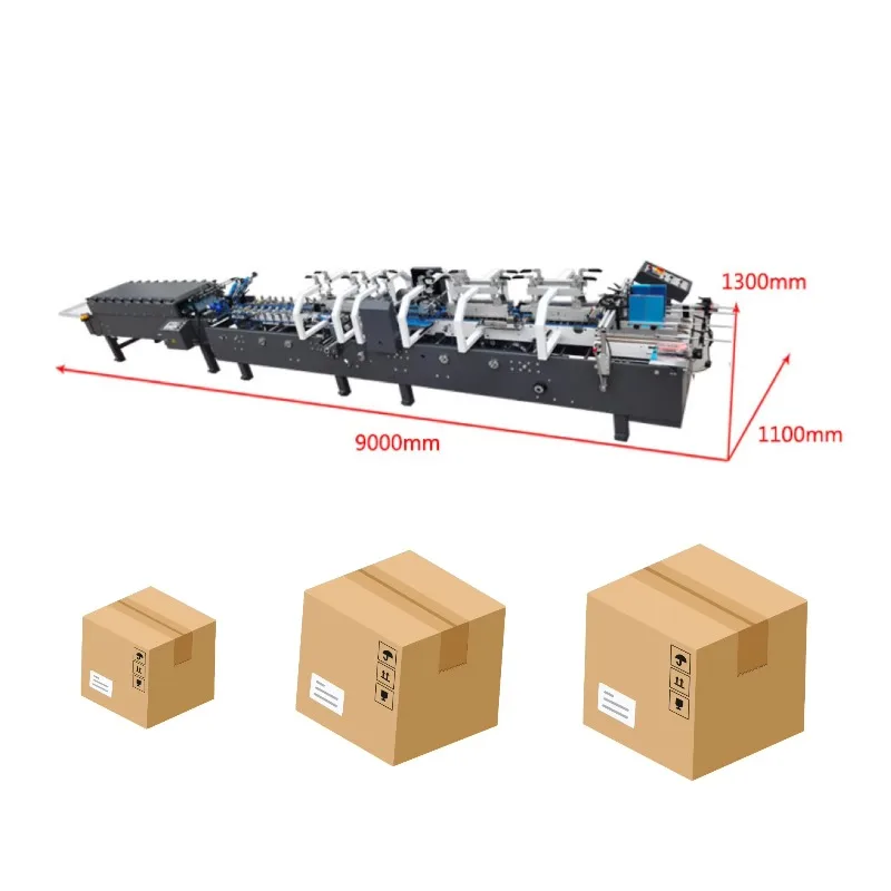 Automatic Box Folding Gluing Machine Corrugated Carton Folder Gluer Packaging Machine