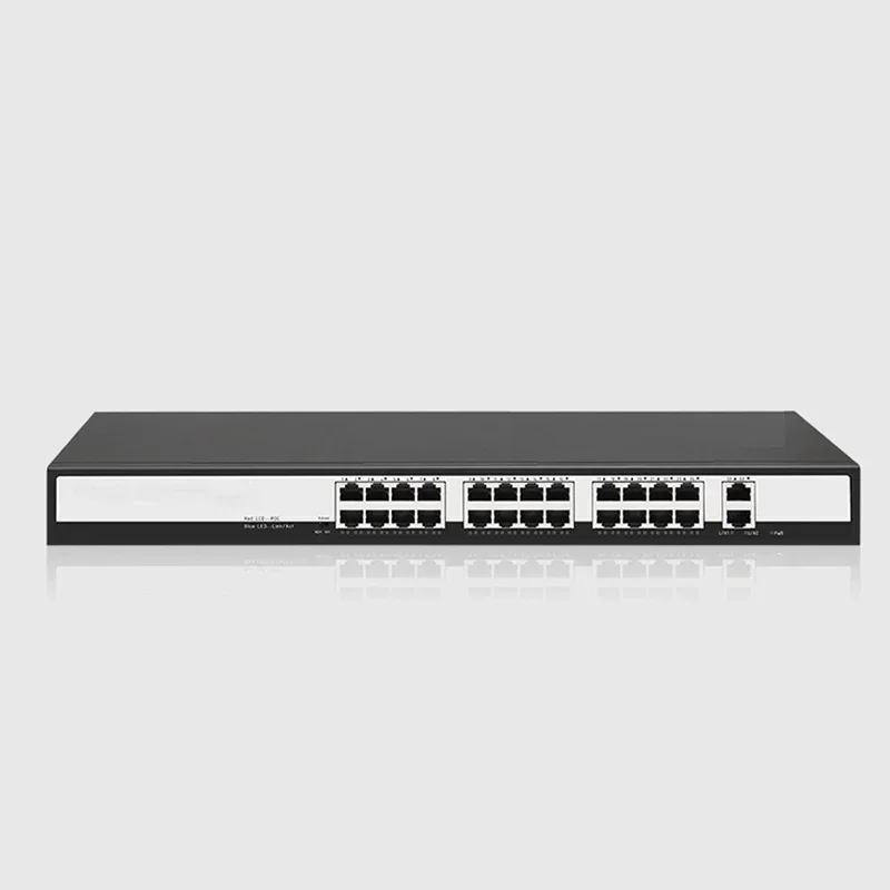 24 Port Poe Switch and 2 Port Uplink Ethernet 10/100Mbps Network For Security System IP Camera