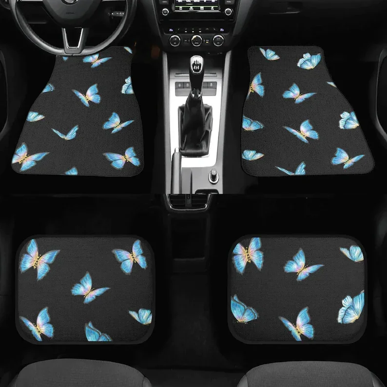 

Задние и передние автомобильные коврики с принтом бабочки, универсальные автомобильные коврики с бабочками
