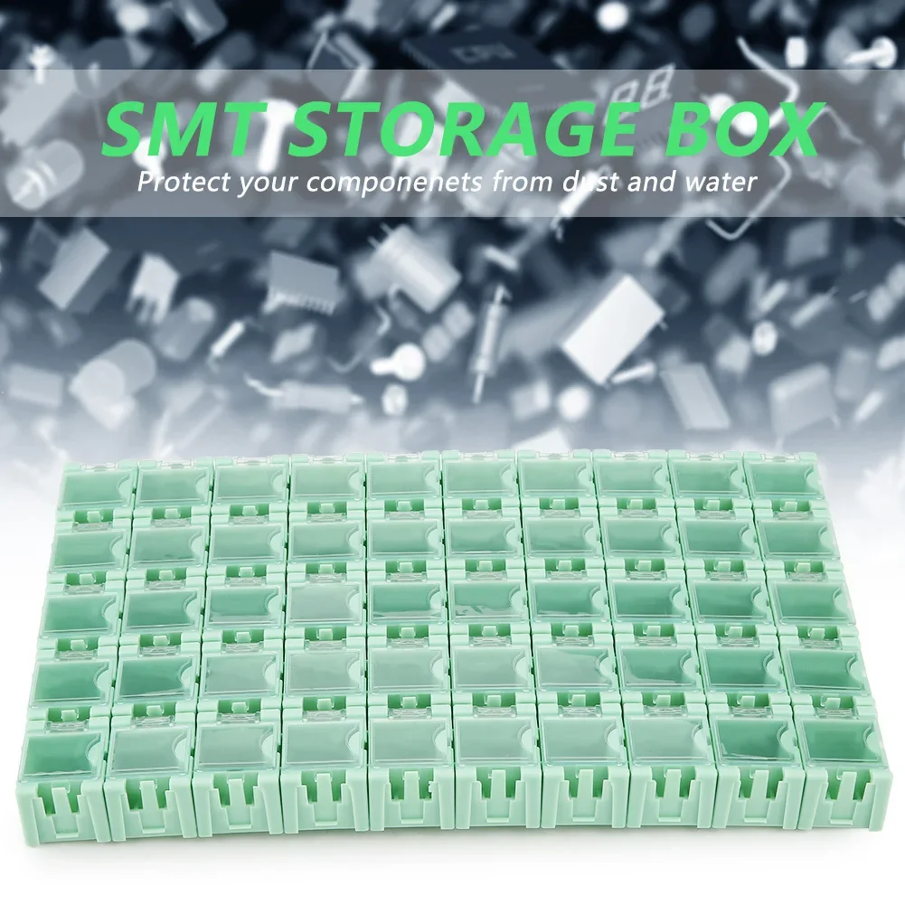 50Pcs Green SMT SMD Container Box Electronic Components Mini Storage Case