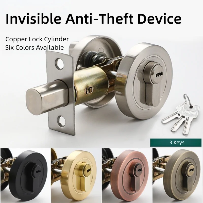 Wielokolorowy, niewidoczny zamek do użytku domowego, zamek antykradzieżowy do wnętrz, jednostronny zamek ukryty, zamek do drzwi sypialni, magazynu, piwnicy.