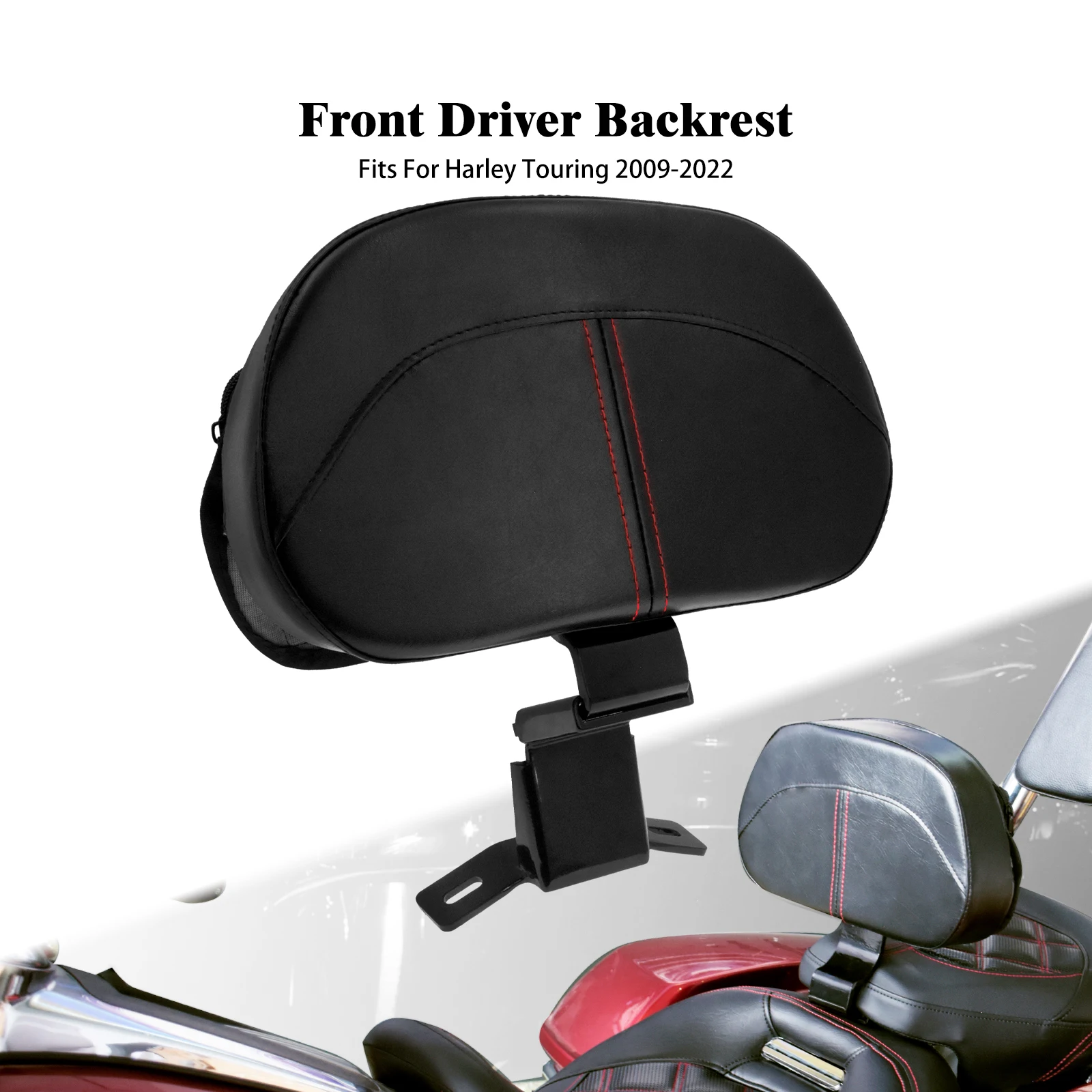 

Motorcycle PU Leather Driver Front Rider Backrest Mounting Kit For Harley Touring CVO Street Electra Road Glide Road King 09-22